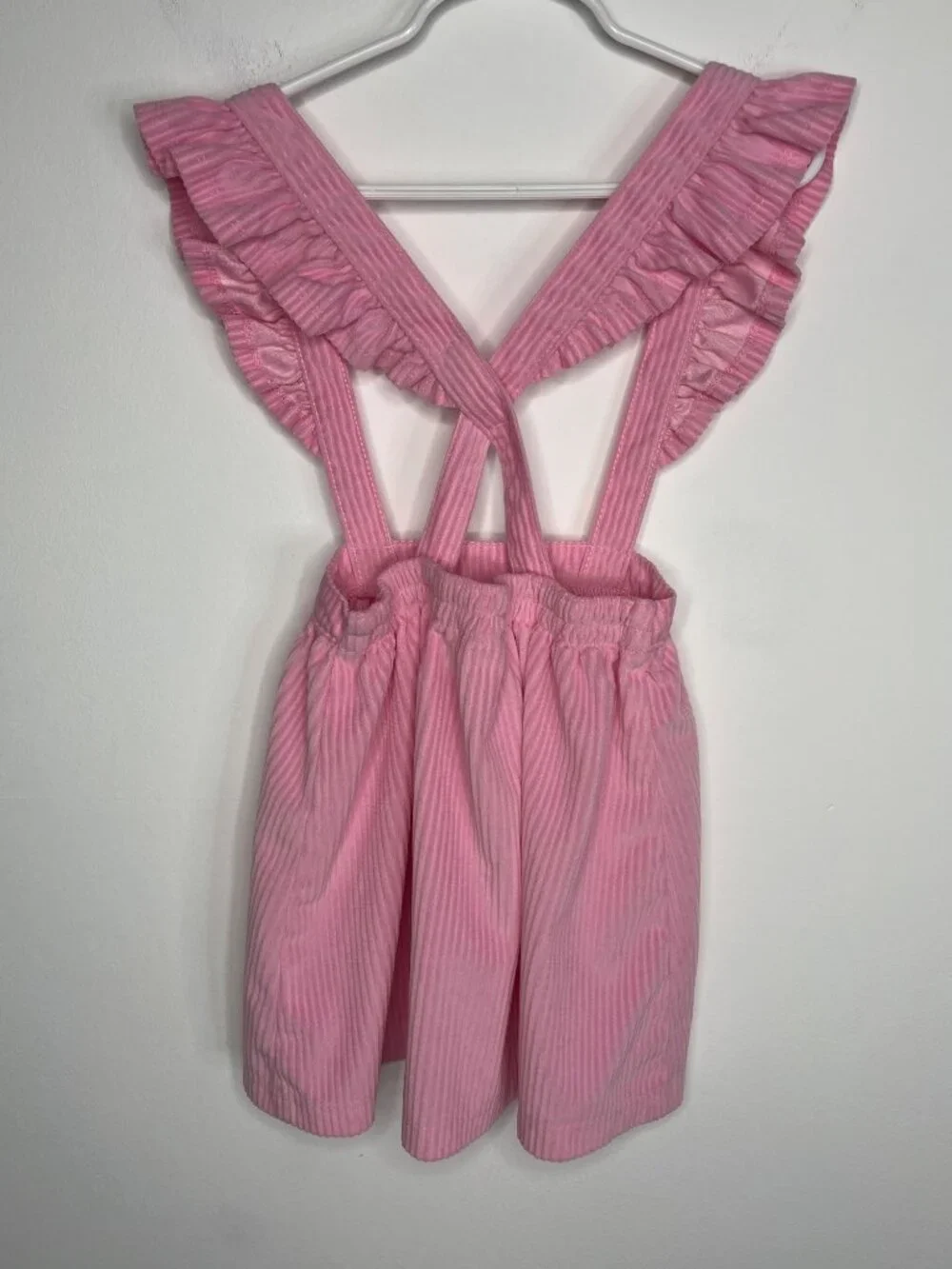 Wonder Nation Girls 5T Pink Corduroy Jumper Dress Ruffle Strap Button Front